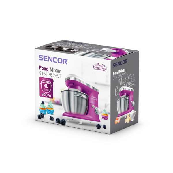 ⁦عجانه ومحضره طعام سينكور 4 لتر 600 وات 6 سرعات ارجواني-STM3625VT⁩ - الصورة ⁦6⁩