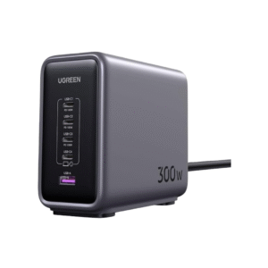 يوجرين - منصة شحن مكتبية نيكسود GaN بـ4 منافذ USB-C ومنفذ USB بقوة 300 واط - رمادي
