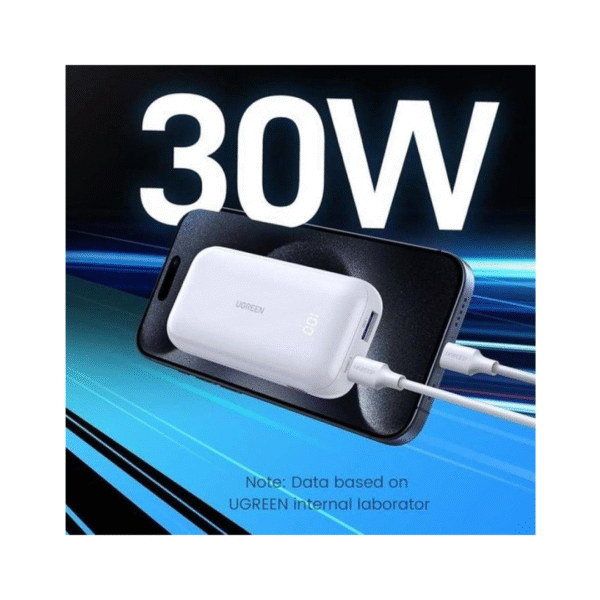 ⁦شاحن متنقل بسعة 10000MAH بقوة 30W مع شاشة رقمية بتقنية Nexode - من يوجرين - ابيض⁩ - الصورة ⁦2⁩