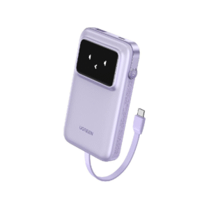 شاحن متنقل يوجرين Uno بمنفذ USB-C ومنفذ USB مع سلك مدمج بسعة 10000 مللي أمبير بقوة 30 واط - بنفسجي