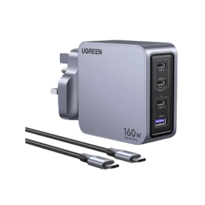 شاحن جداري برو GaN بـ 3 منافذ USB-C ومنفذ USB بقوة 160 واط - رمادي - UGREEN