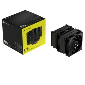 مبرد هوائي للمعالج Corsair A115، مروحتين - 140 مم، أسود Z.17669303000603423