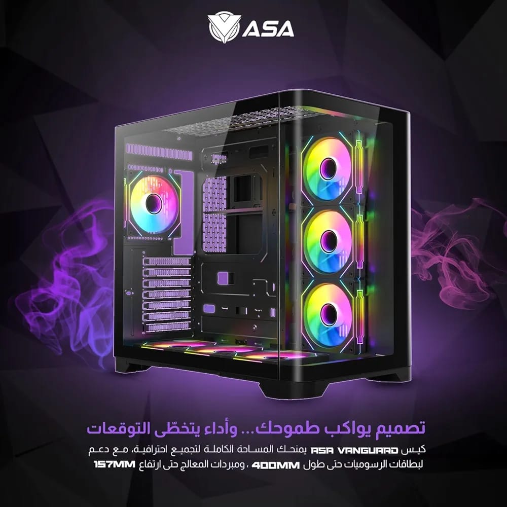 صندوق كمبيوتر ASA VANGUARD MID TOWER 7FANSلون اسود - Z.17686608642000034