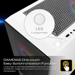 صندوق كمبيوتر GAMDIAS TALOS E3 WH MID TOWER ATX مع 3مراوح لوح زجاجي جانبي لون ابيض