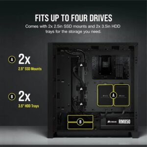 صندوق الكمبيوتر Corsair 4000D Airflow Tempered Glass Mid-Tower ATX باللون الأسود Z.17671893477243943