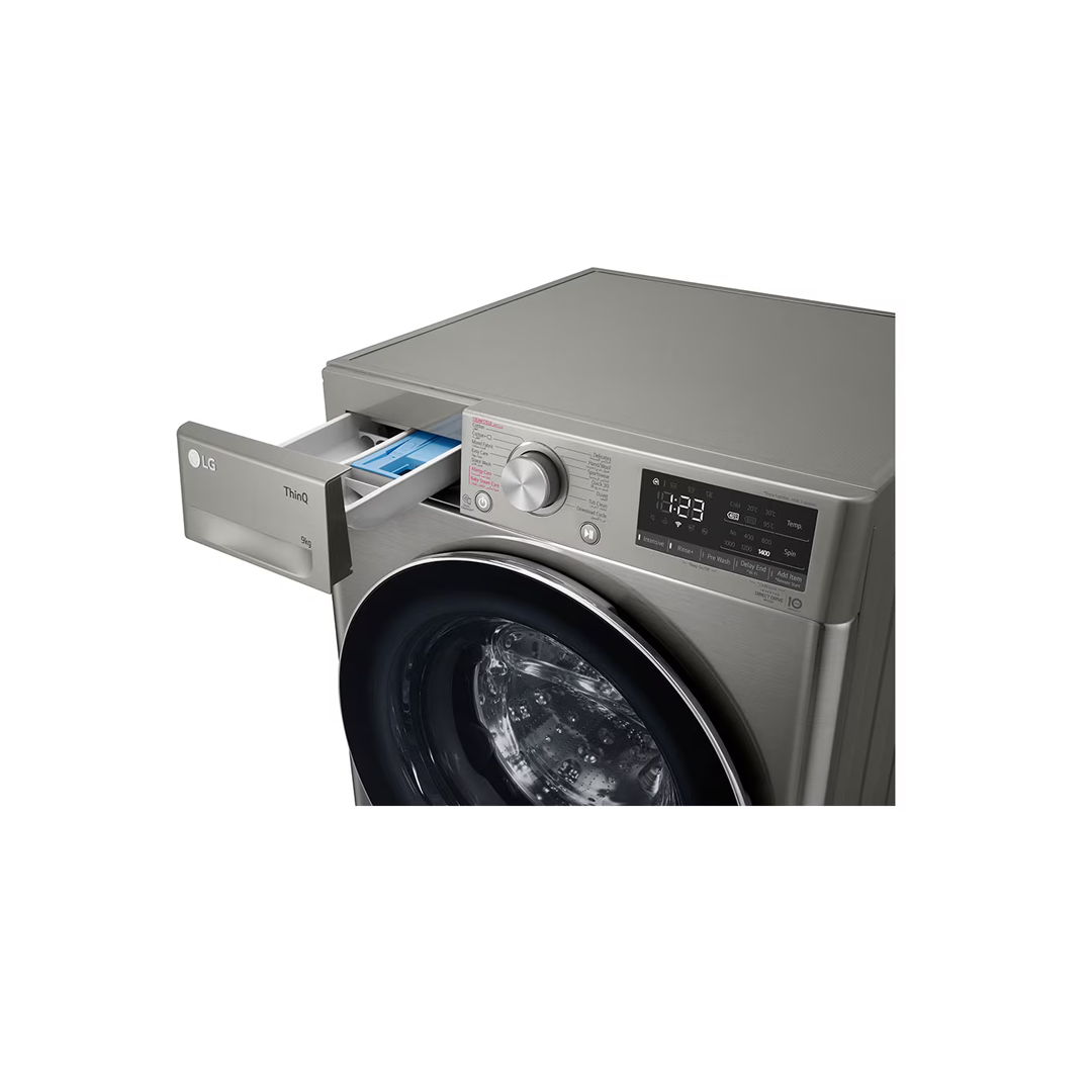 غسالة ال جي اتوماتيك فتحة أمامية 9ك فضي -WFB0914XM