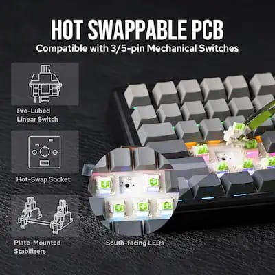 لوحة مفاتيح الألعاب اللاسلكية AULA F75 MAX RGB - Z.17692722427860277
