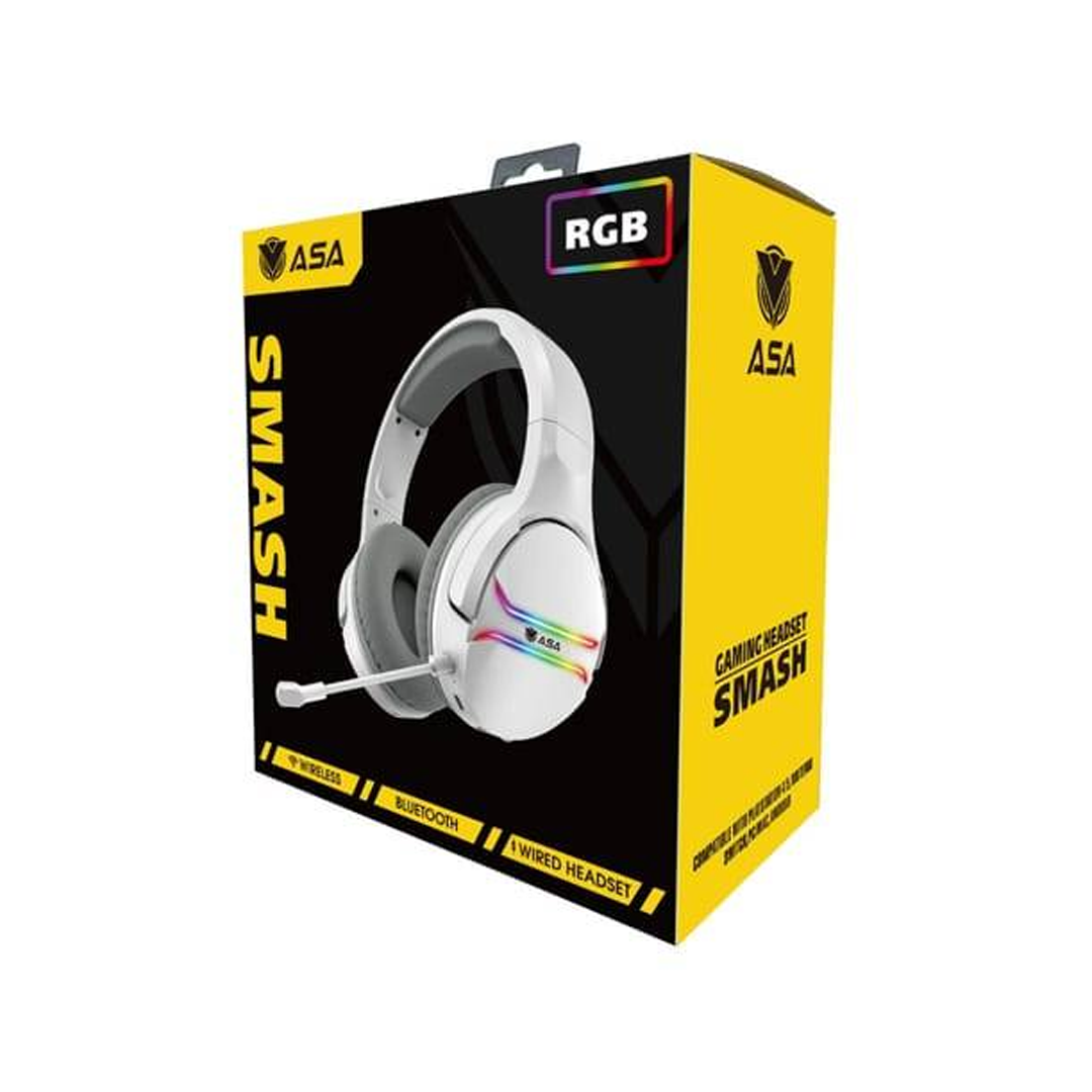 ابيض-RGBلاسلكية وبلوتوث مع إضاءة ASA SMASHسماعة الألعاب-Z.22327.9655358999999762194