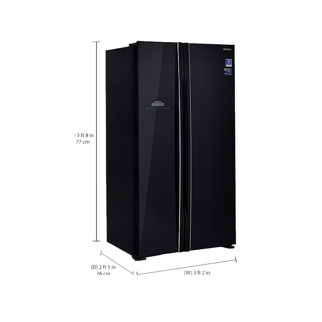 ثلاجة هيتاشي 4ابواب اسود زجاج 19.4 قدم-R-W660PS7 GBK