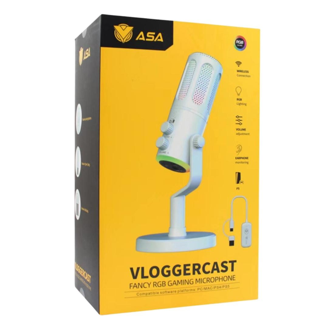 ميكرفون قيمينق VLOGGERCAST WIRELESS من ASAلون ابيض - Z.1770275449764078
