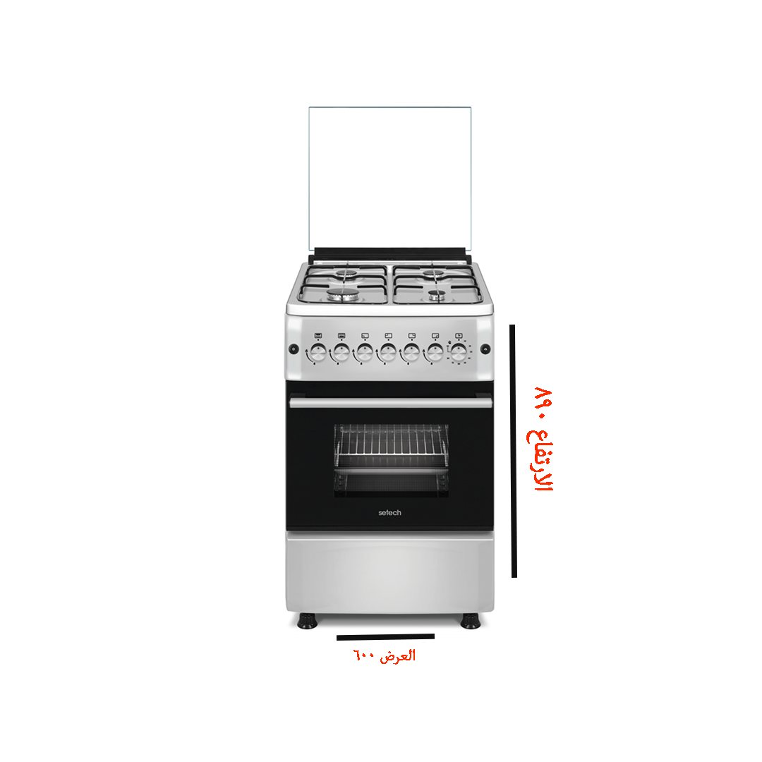 فرن غاز 60*60 سي تك 4 عيون ستيل SCF6TS40G2-HI
