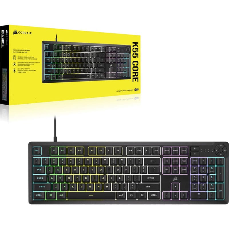 لوحة مفاتيح سلكية ديناميكية كورسير Corsair K55 Core RGB - Z.17692707983014858
