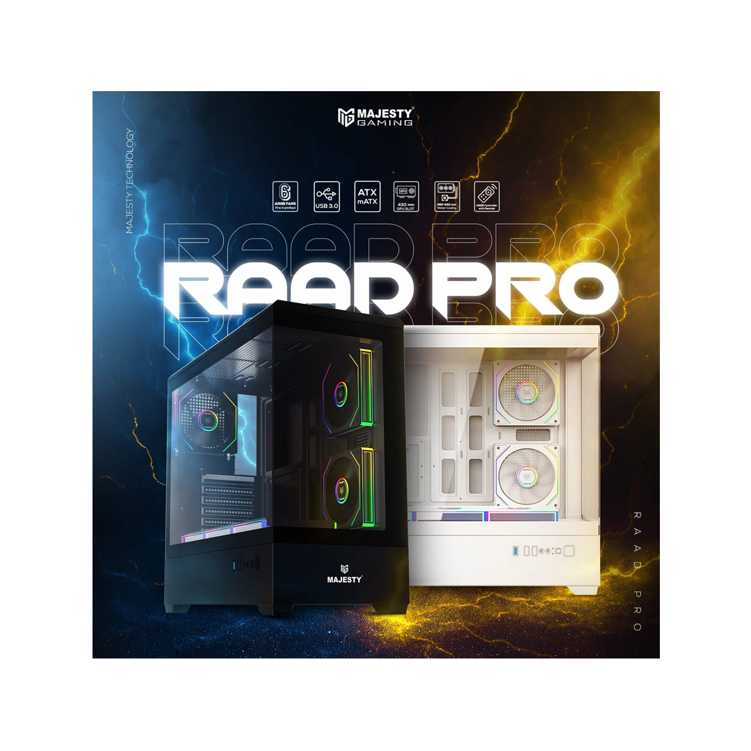 صندوق كمبيوتر MAJESTY RAAD PRO ARGB MID TOWER-اسود