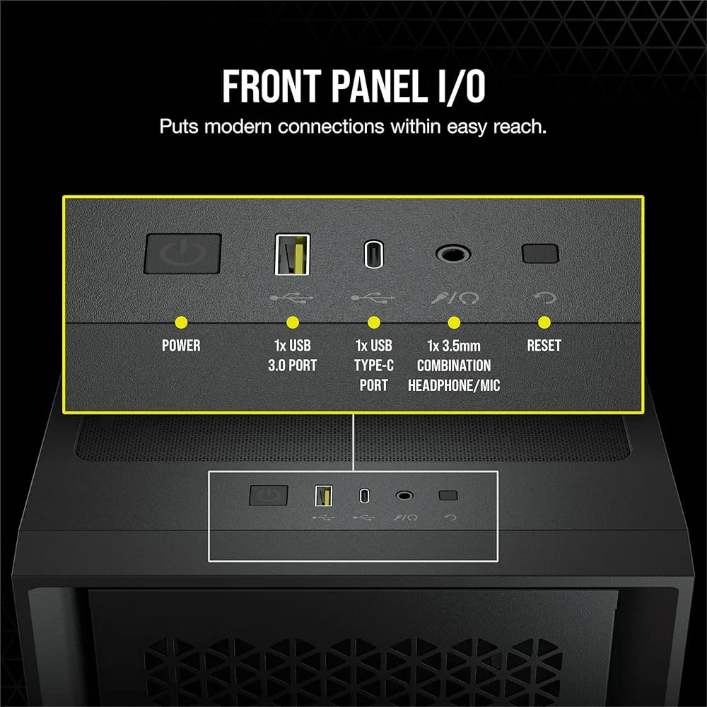 صندوق الكمبيوتر Corsair 4000D Airflow Tempered Glass Mid-Tower ATX باللون الأسود Z.17671893477243943