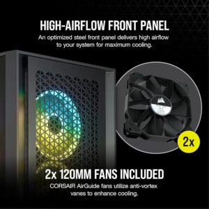 صندوق الكمبيوتر Corsair 4000D Airflow Tempered Glass Mid-Tower ATX باللون الأسود Z.17671893477243943