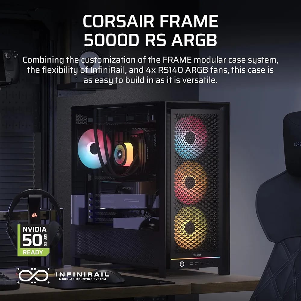 صندوق كمبيوتر CORSEIR FRAME 5000 SERIES MID TOWER ATX لون اسود Z.17671902567061527