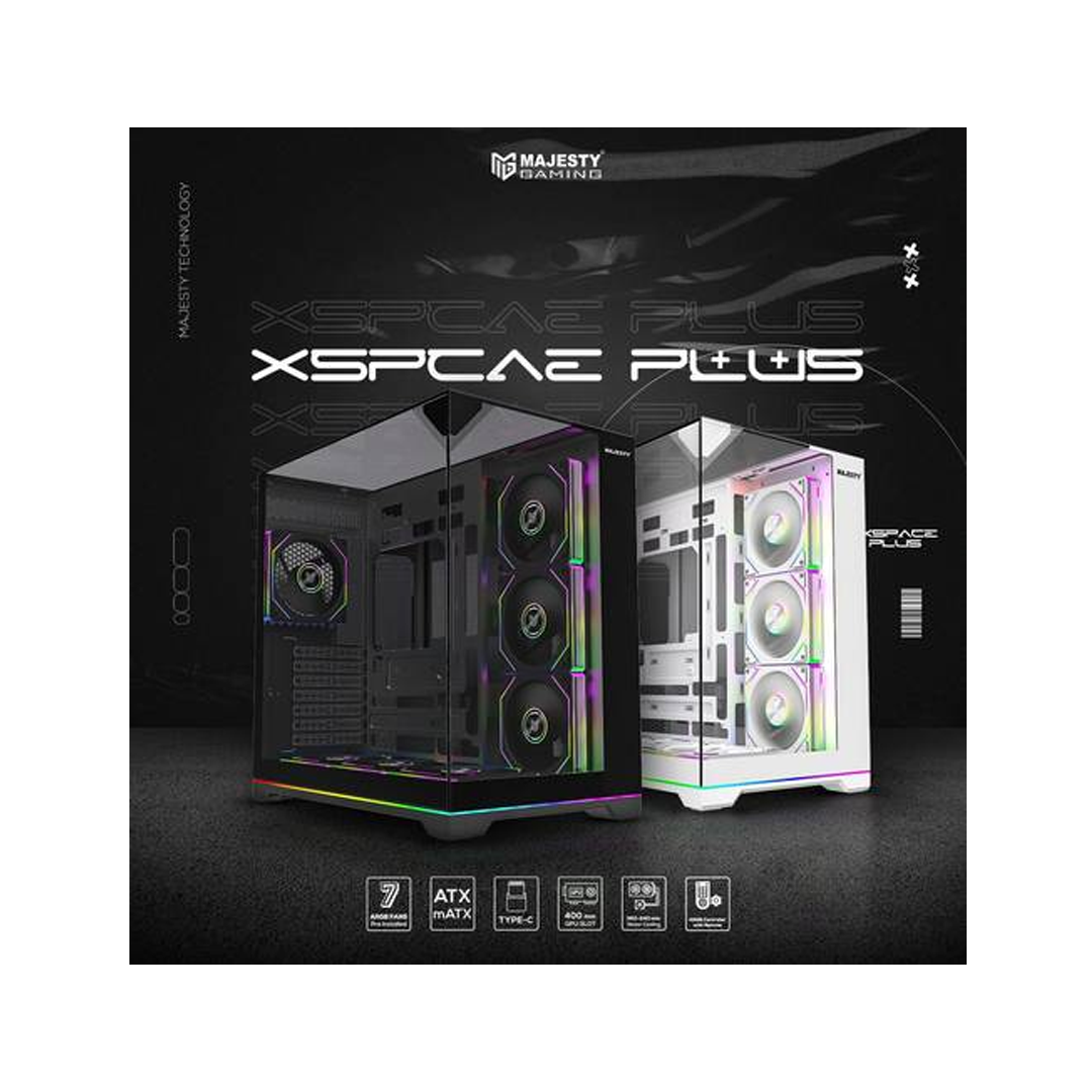 صندوق كمبيوتر MAJESTY X SPACE PLUS MID TOWER -ابيض