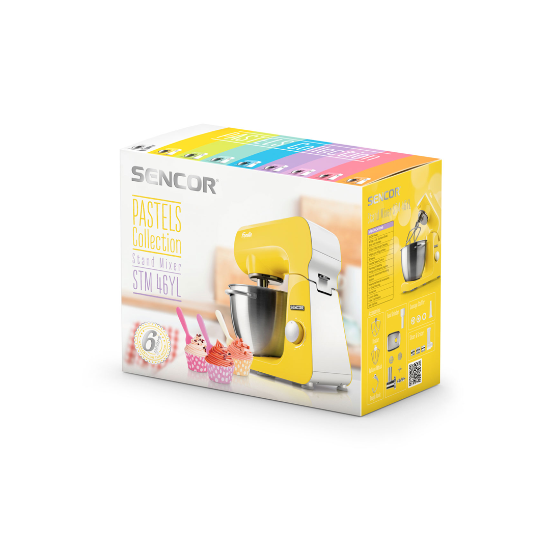 عجانه ومحضره طعام سينكور بمفرمه لحم 4.5 لتر 1000 وات 8 سرعات اصفر-STM46YL