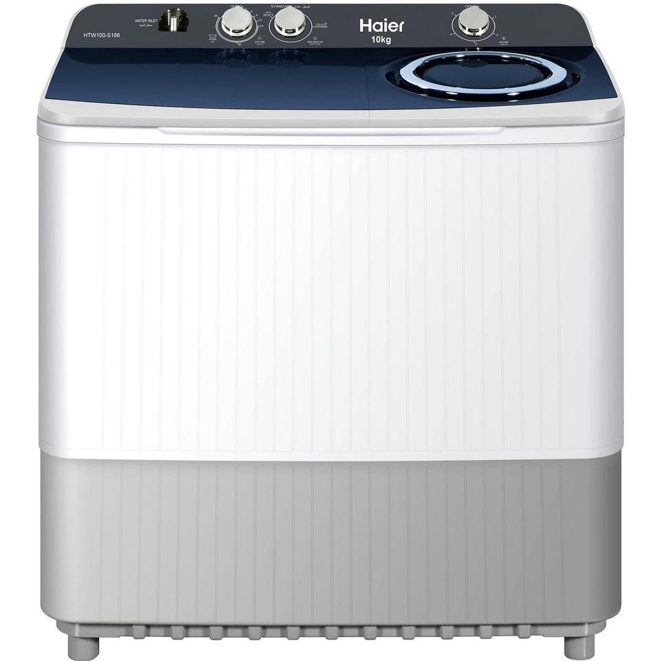 غسالة هاير حوضين 10ك ابيض-HTW100-S186