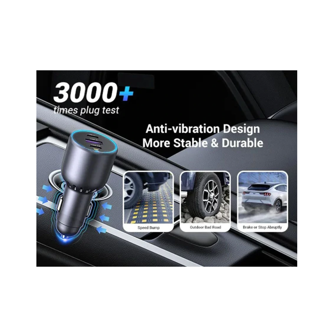 شاحن سيارة يوجرين بمنفذين USB-C وبمنفذ USB بقوة 130 واط