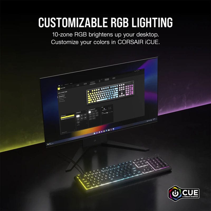 لوحة مفاتيح سلكية ديناميكية كورسير Corsair K55 Core RGB - Z.17692707983014858