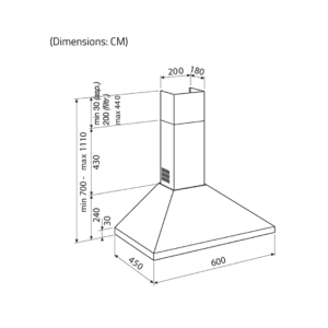 شفاط هرمي جليم بلت-إن، 60سم، قوة الشفط 420م3