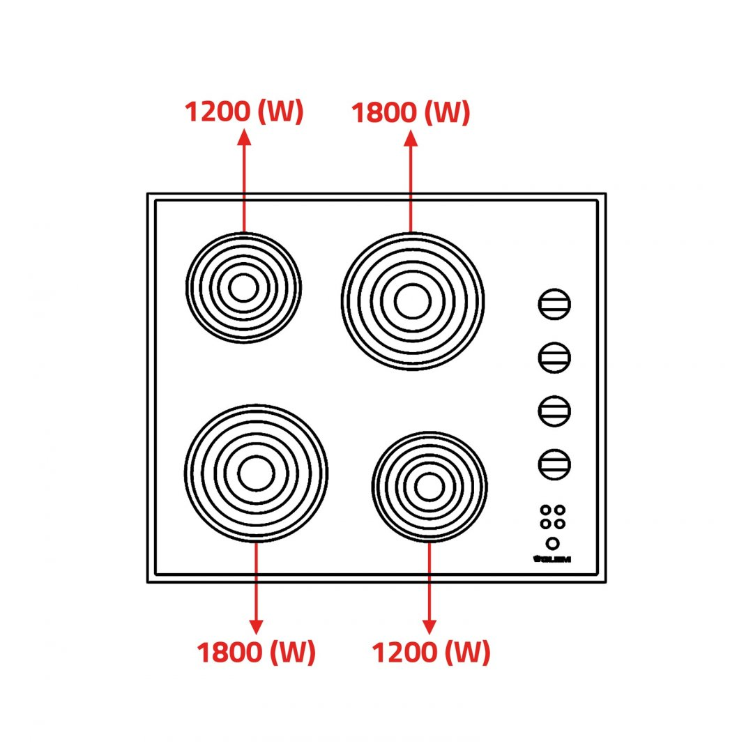 سطح جليم بلت-إن، 58سم، 4عيون سيراميك، تحكم-GTH64KIX