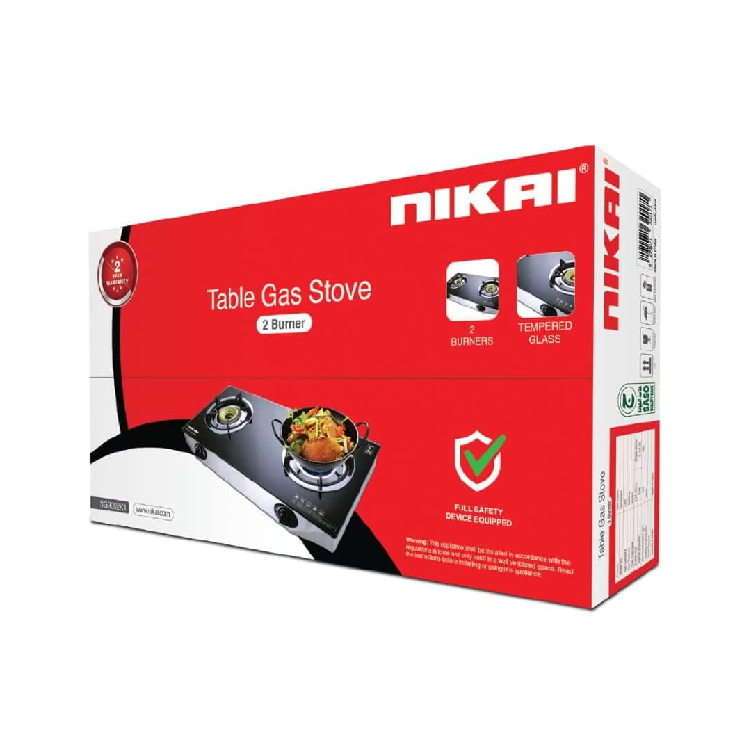موقد نيكاي غاز 2 شعلة زجاج-NG9092K1