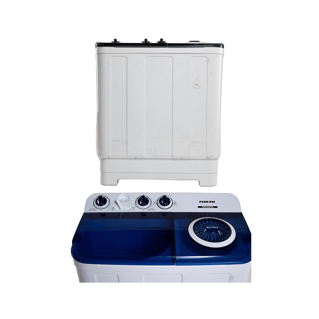 غسالة حوضين نيكاي 5 كيلو ابيض-NWM700SPN25