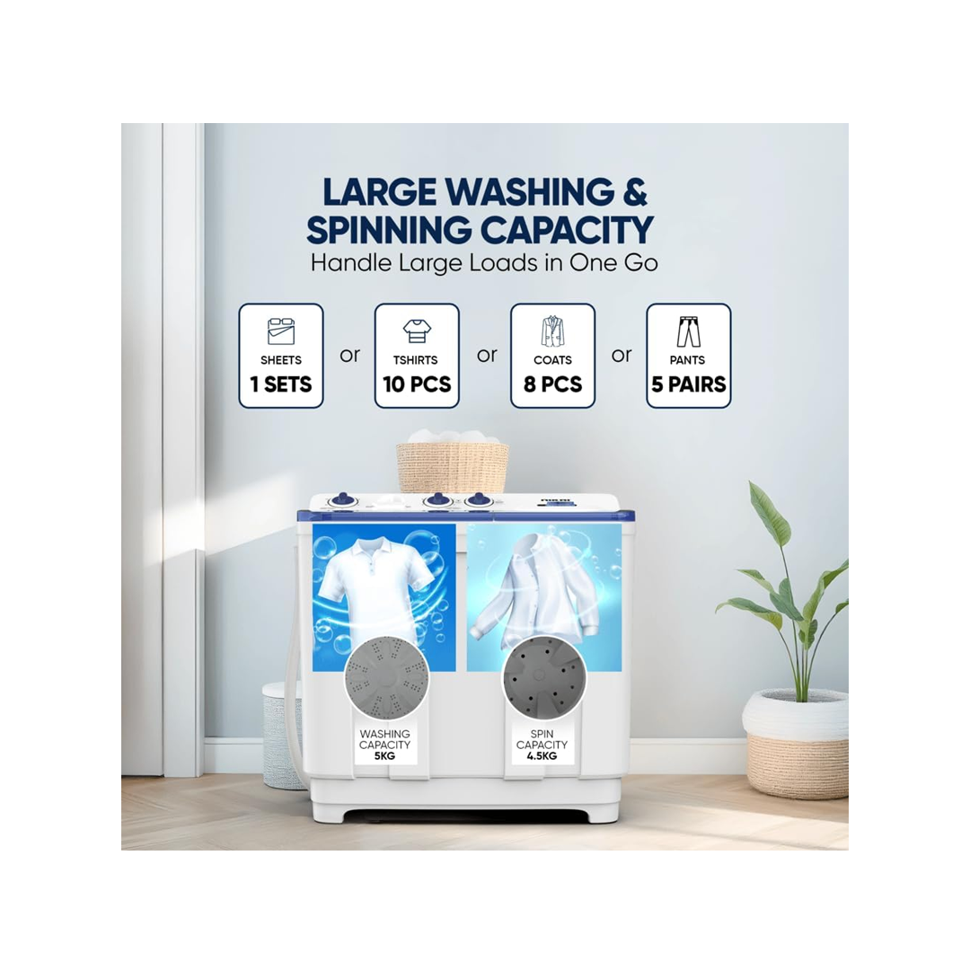 غسالة حوضين نيكاي 5 كيلو ابيض-NWM700SPN25