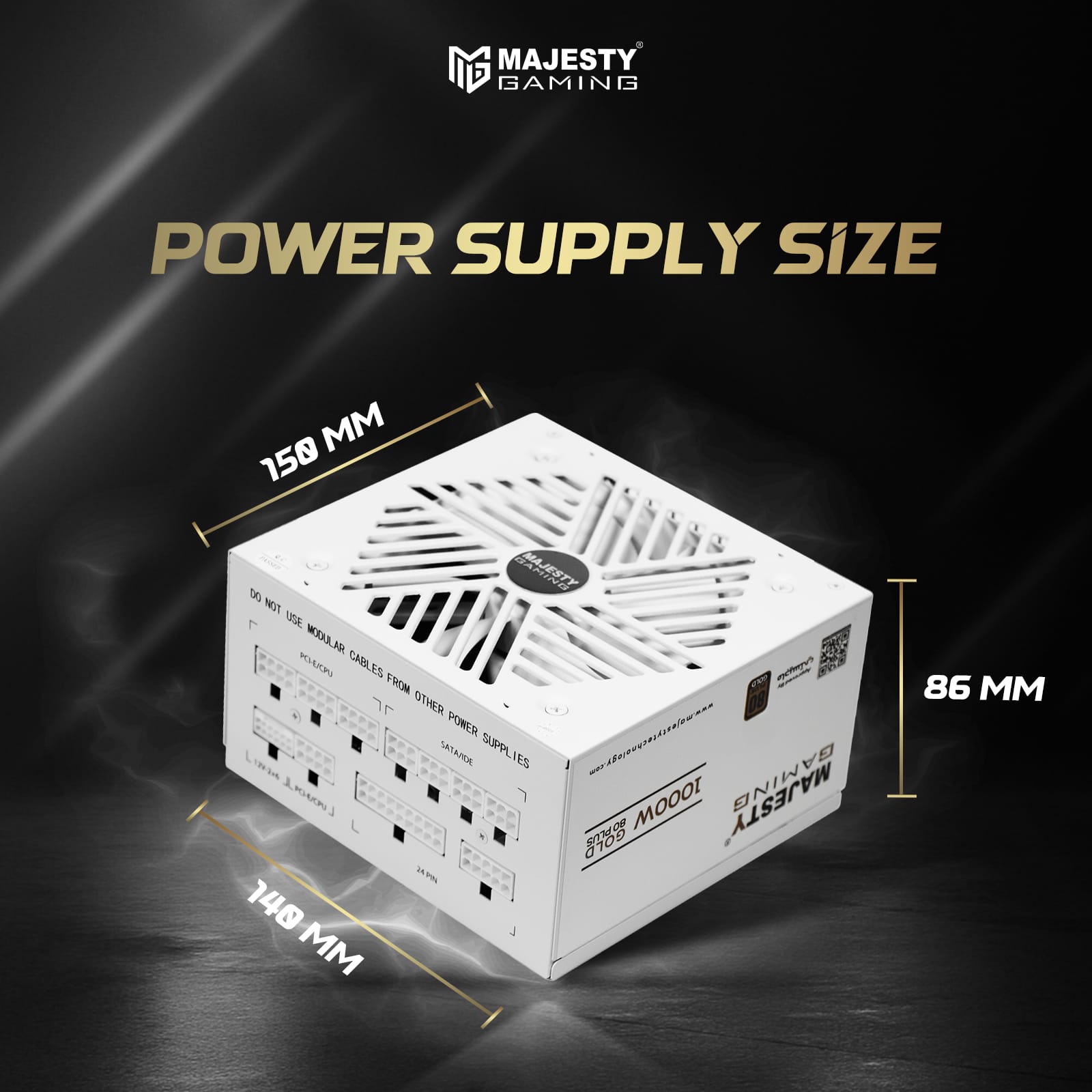 مزود الطاقه ماجيستي 1000 واط ذهبي – معياري بالكامل – ATX 3.1 وPCIe 5.1 – يدعم RTX 50 – مكثفات يابانية 105° – كفاءة 80+ Gold - و Z.1770568396182392
