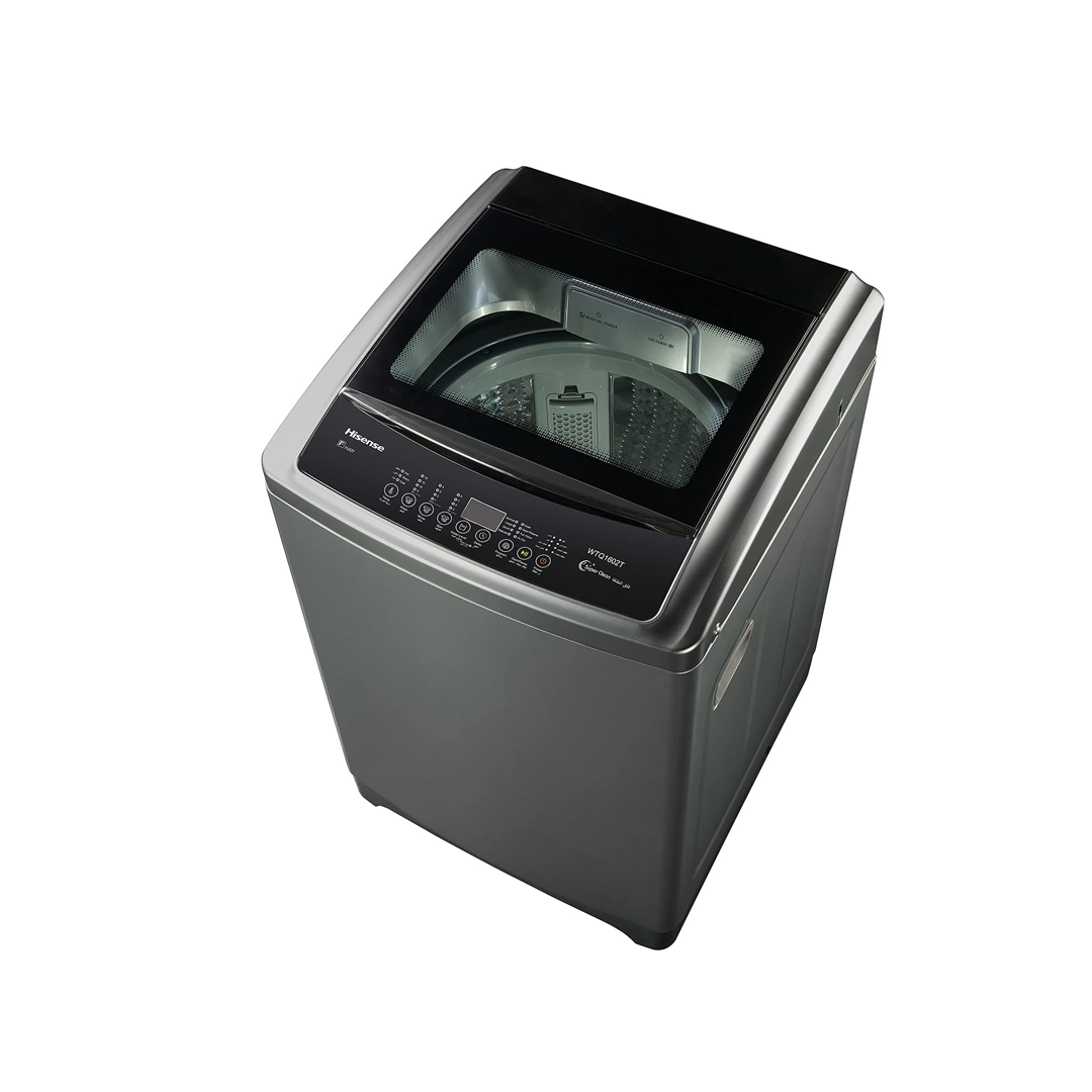 غسالة هايسنس اتوماتيك فتحة علوية، 8 ك فضي