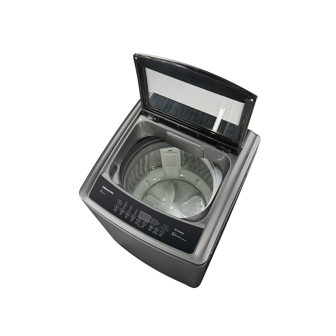 غسالة هايسنس اتوماتيك فتحة علوية، 8 ك فضي