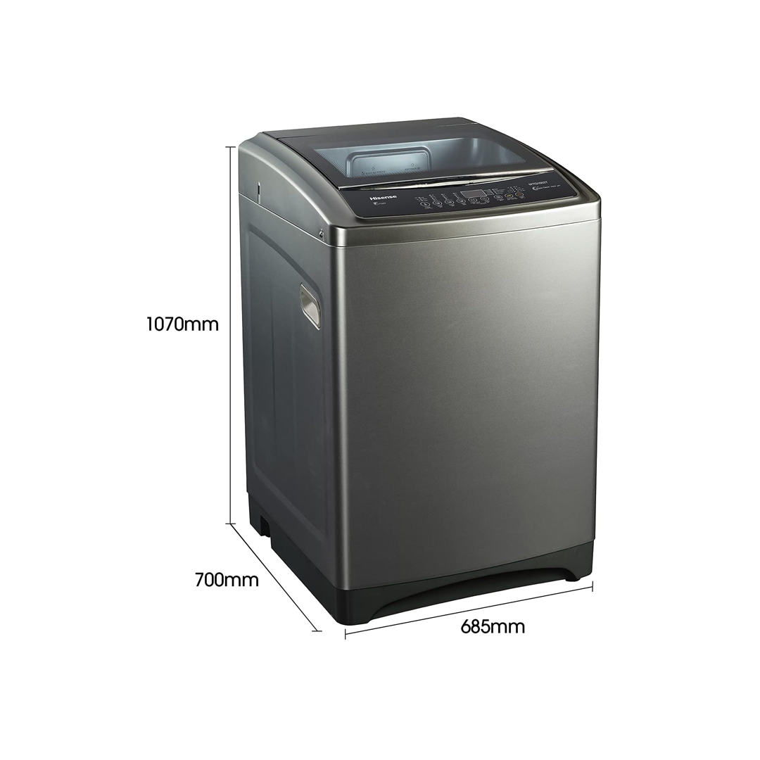 غسالة هايسنس اتوماتيك فتحة علوية، 8 ك فضي
