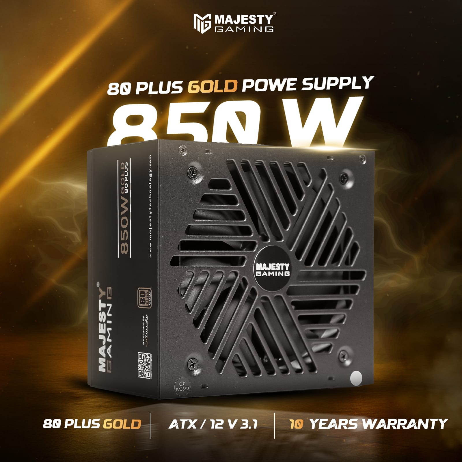 مزود الطاقه ماجستي 850 واط ذهبي ماجيستي – معياري بالكامل – ATX 3.1 وPCIe 5.1 – يدعم RTX 50 – مكثفات يابانية 105° – كفاءة 80+ Gold - و Z.1770567813538715