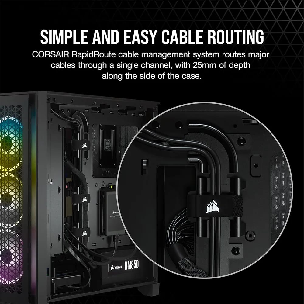 صندوق الكمبيوتر Corsair 4000D Airflow Tempered Glass Mid-Tower ATX باللون الأسود Z.17671893477243943