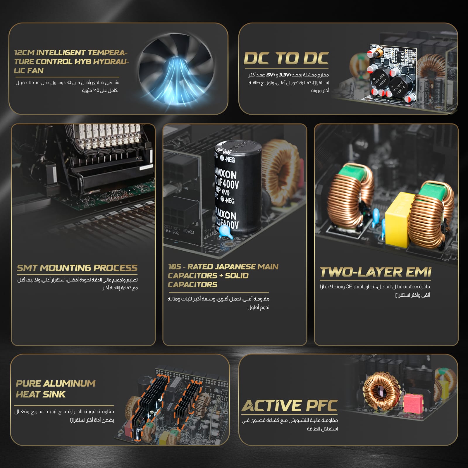 مزود الطاقه ماجستي 850 واط ذهبي ماجيستي – معياري بالكامل – ATX 3.1 وPCIe 5.1 – يدعم RTX 50 – مكثفات يابانية 105° – كفاءة 80+ Gold - و Z.1770567813538715