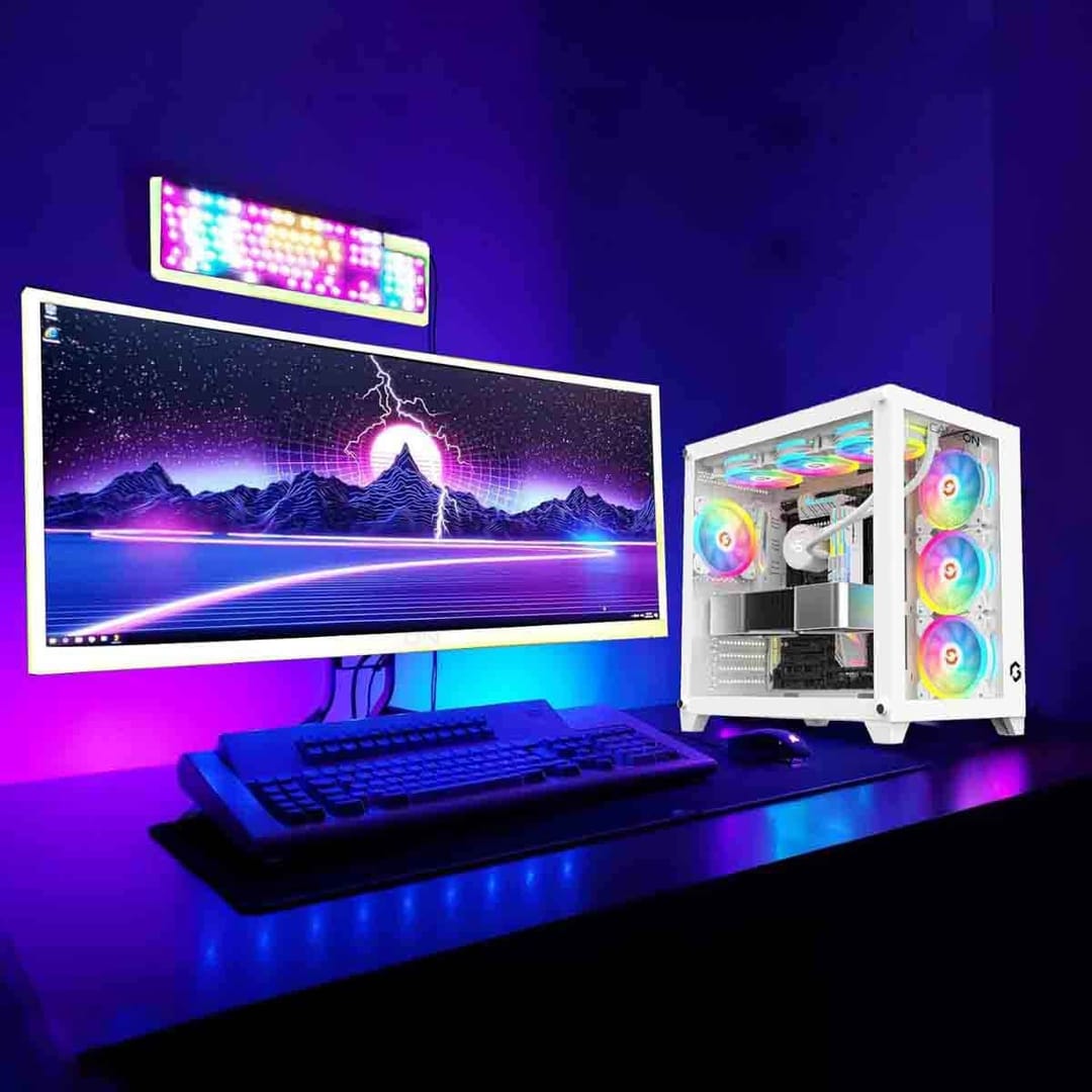 صندوق كمبيوتر GAMEON EMPEROR ARTIC MID TOWER GAMING CASE -لون ابيض - Z.17686592765132797