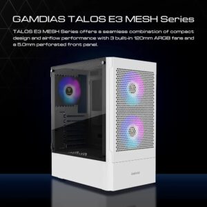 صندوق كمبيوتر GAMDIAS TALOS E3 MID TOWER ATX لون ابيض Z.17672039936756887