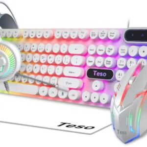 مجموعة كيبورد الالعاب TESO -T300 لون ابيض - Z.1769955588684562