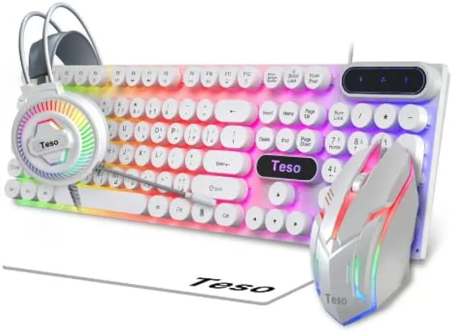 مجموعة كيبورد الالعاب TESO -T300 لون ابيض - Z.1769955588684562
