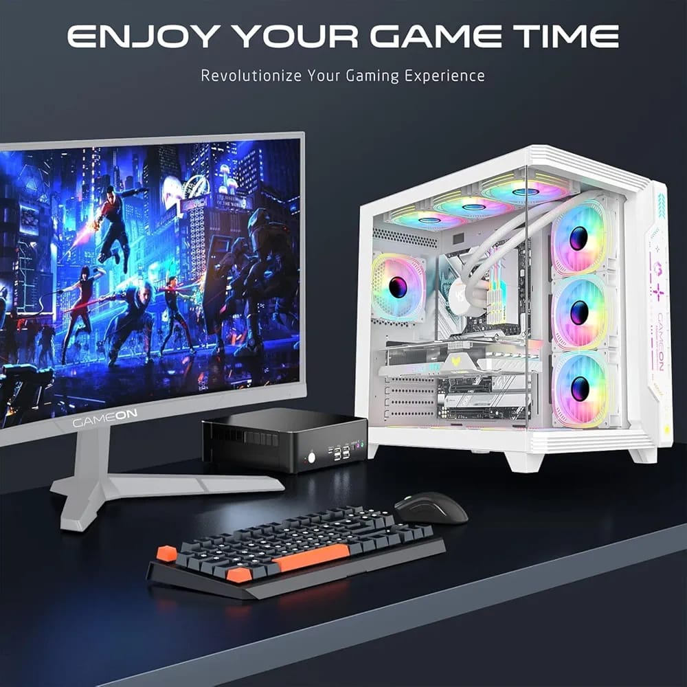 صندوق كمبيوتر GAMEON Pulse Midnight Series ARGB Mid Tower لون ابيض - Z.1768665598974658