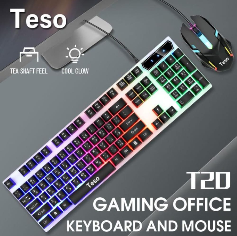 كيبورد مع ماوس عربي TESO T20 ابيض - Z.17699544212957976