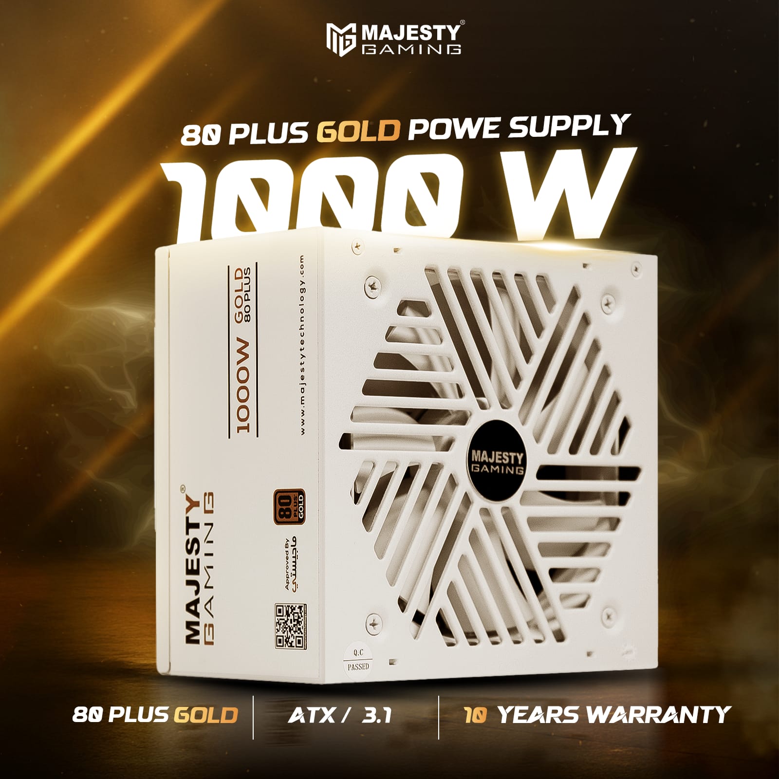 مزود الطاقه ماجيستي 1000 واط ذهبي – معياري بالكامل – ATX 3.1 وPCIe 5.1 – يدعم RTX 50 – مكثفات يابانية 105° – كفاءة 80+ Gold - و Z.1770568396182392