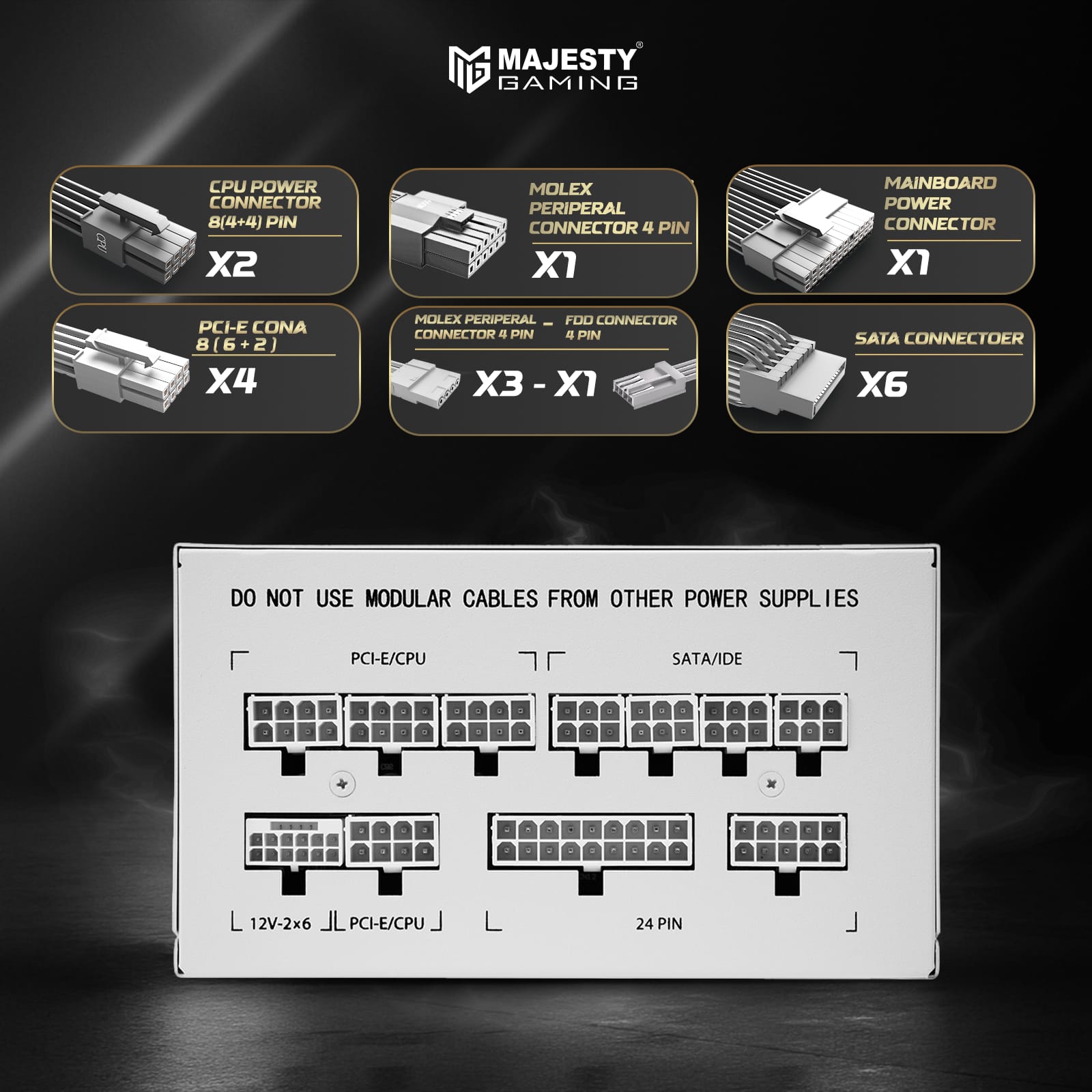 مزود الطاقه ماجيستي 1000 واط ذهبي – معياري بالكامل – ATX 3.1 وPCIe 5.1 – يدعم RTX 50 – مكثفات يابانية 105° – كفاءة 80+ Gold - و Z.1770568396182392