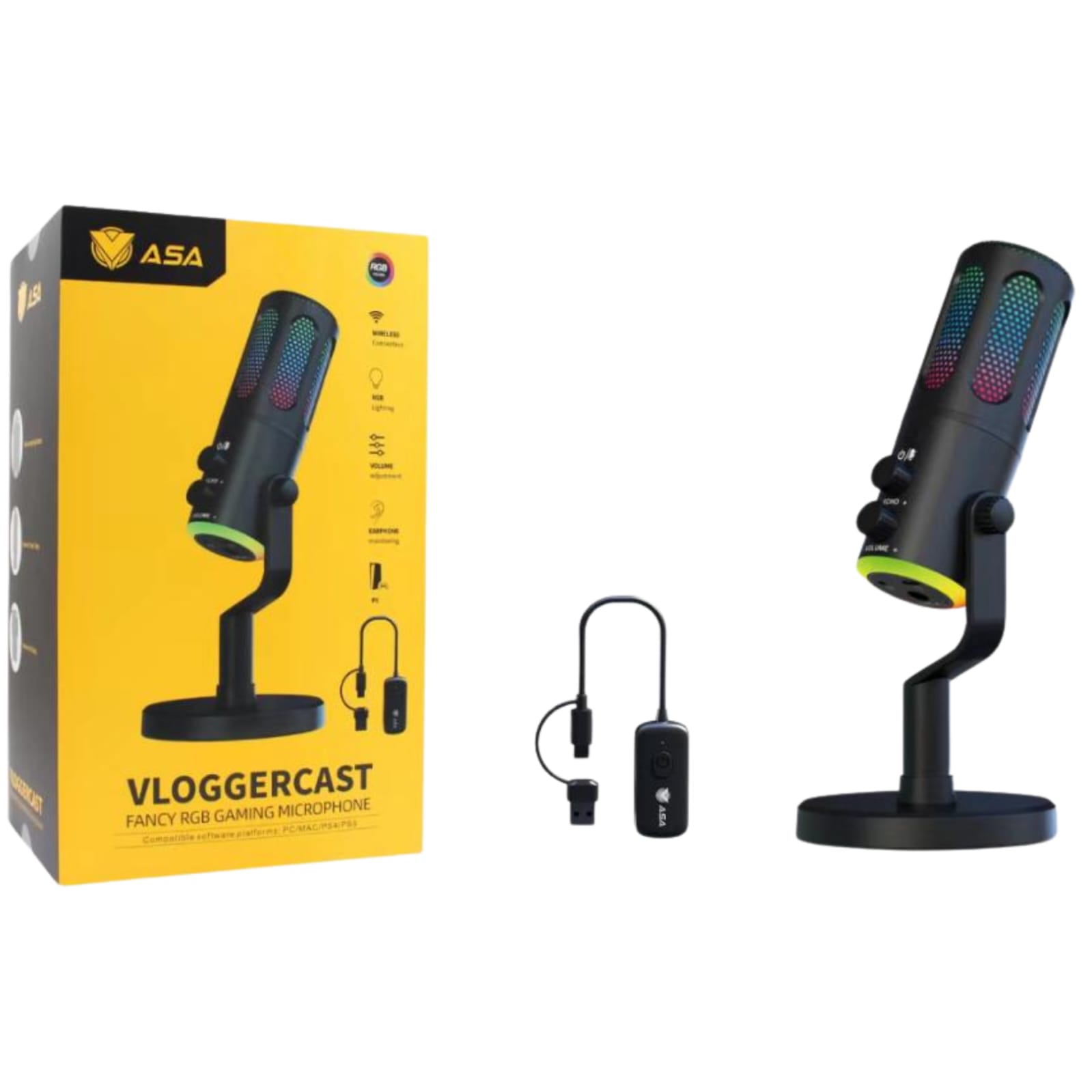 ميكرفون قيمينق VLOGGERCAST WIRELESS من ASAبلون اسود - Z.17702750992403007