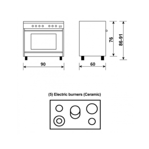 فرن جليم جاز 5عيون كهرباء سيراميك استيل-SB9624VI