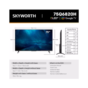 75Q6820H تليفزيون سكاي ورث 75 بوصة ذكي مشغل جوجل  Skyworth 75-Inch Smart TV with Google TV