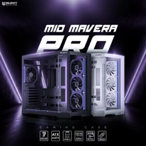 صندوق كمبيوتر ماجيستي ميد مافيرا برو Mid Tower | تبريد 7 مراوح ARGB | دعم لوحات ATX | منفذ Type-C و USB 3.0 | أبيض -Z.17778790743505511