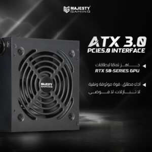 مزود طاقة (باور سبلاي) 600 واط غير معياري بكفاءة +80 ومكثفات 105°C وتصميم صامت - باللون الأسود-Z.1778948553252653